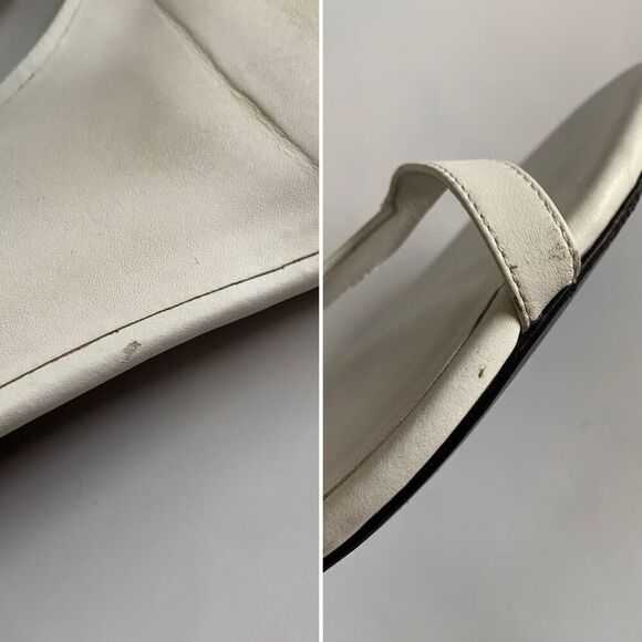 La Perla Leather T-Strap Chain Sandal in White Size 40 - Picture 10 of 12